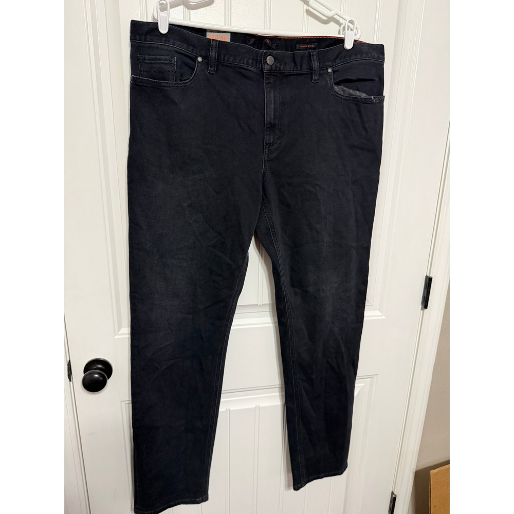 Alberto Pants Mens 40x34 Regular Slim Fit Black Stretch Denim NEW